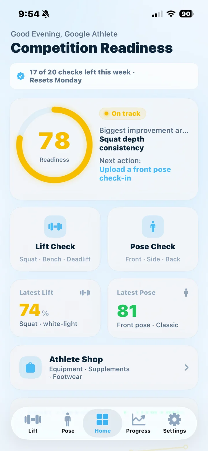 KiloVerdict competition readiness dashboard